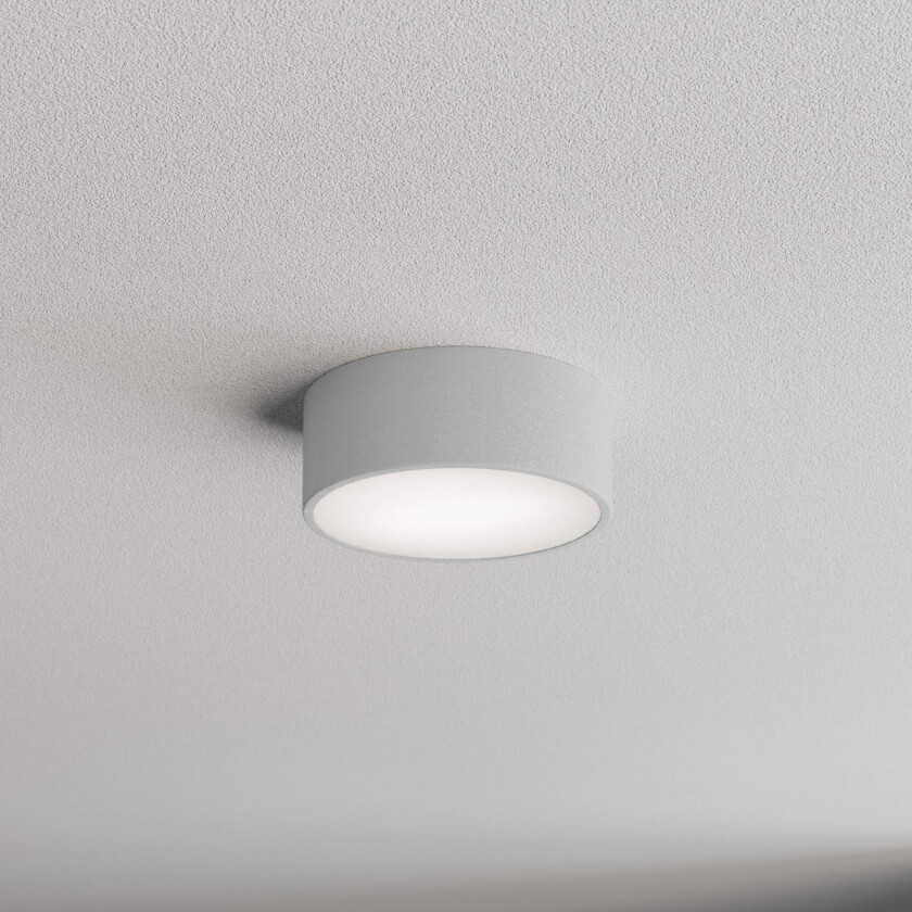 Cleo 200 taklampe, grå, sensor, IP54, Ø 20 cm, metall