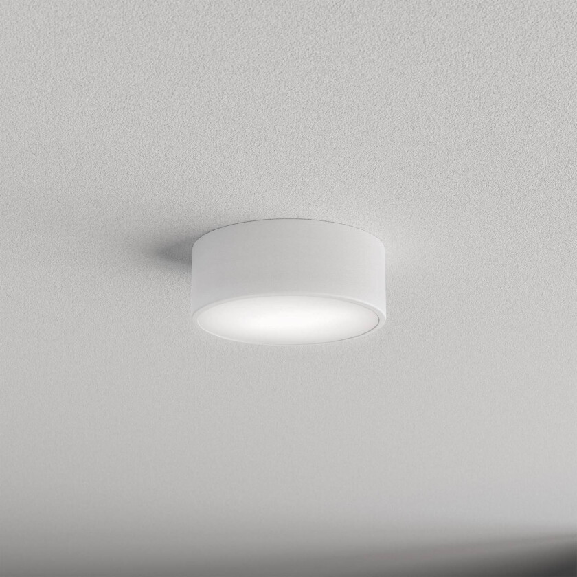 Cleo 200 taklampe, hvit, sensor, IP54, Ø 20 cm, metall