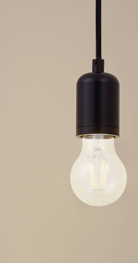 Lindby pendellampe Hattie, svart, Ø 4,7 cm, metall, E27