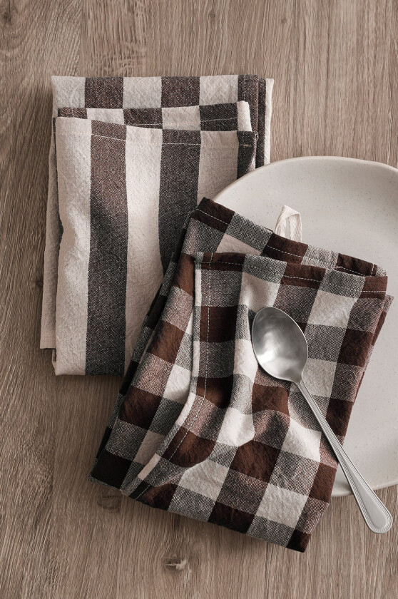 Kjøkkenhåndkle Minna 2-pk - Brun