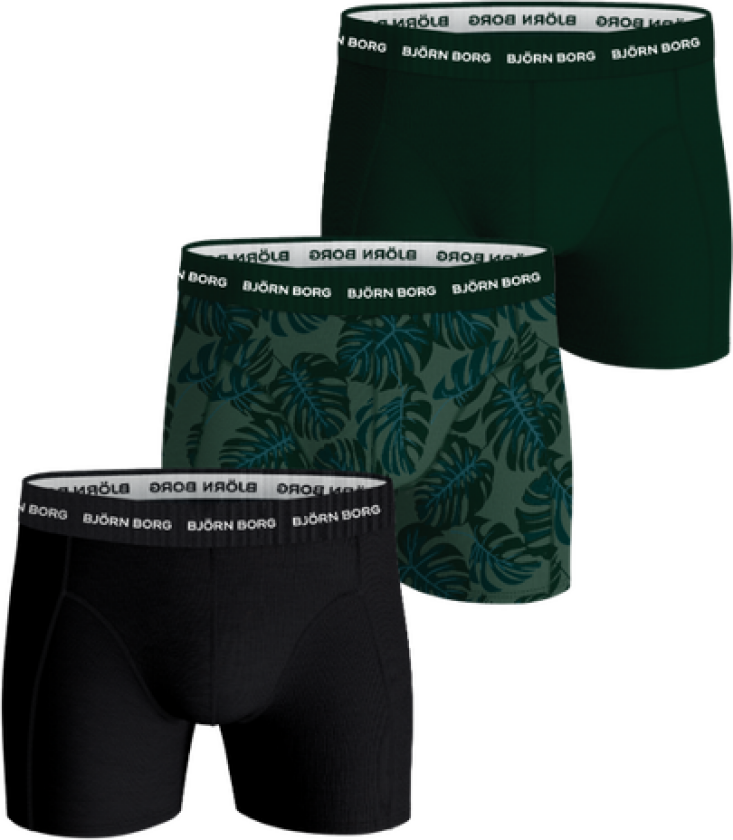 Cotton Stretch Boxers 3-pack Black/Green XS