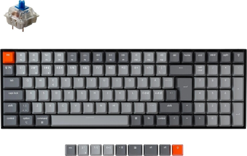 KEYCHRON K4V2 RGB TRÅDLØST TASTATUR I ALUMINIUM - GATERON BLUE