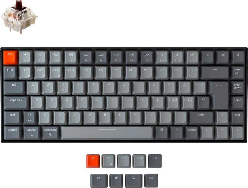 KEYCHRON K2 HVIT LED TRÅDLØST TASTATUR - GATERON BROWN