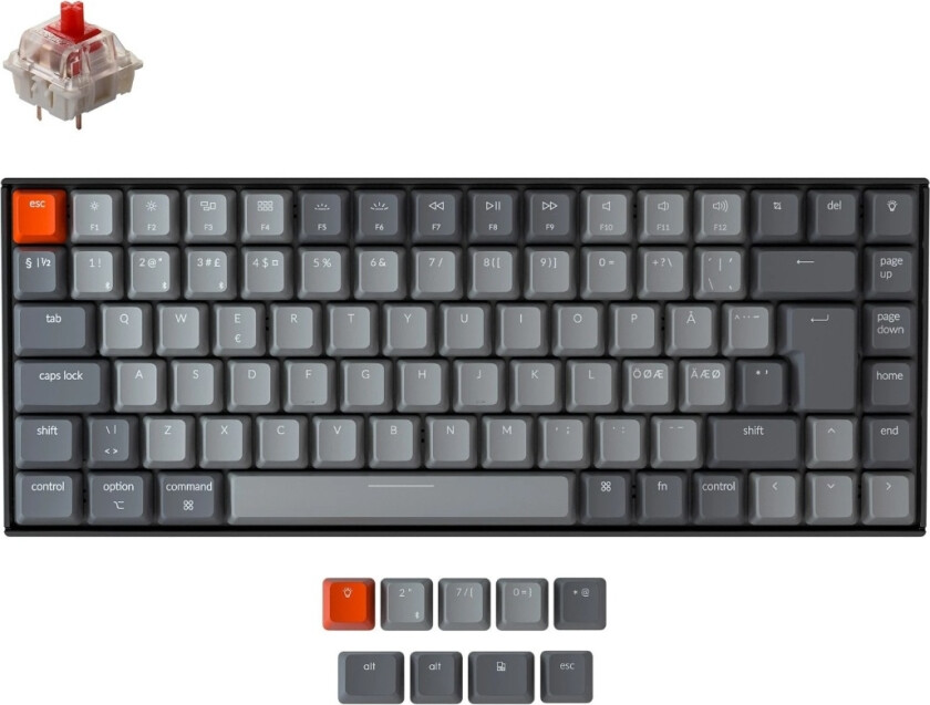 KEYCHRON K2 HVIT LED TRÅDLØST TASTATUR - GATERON RED