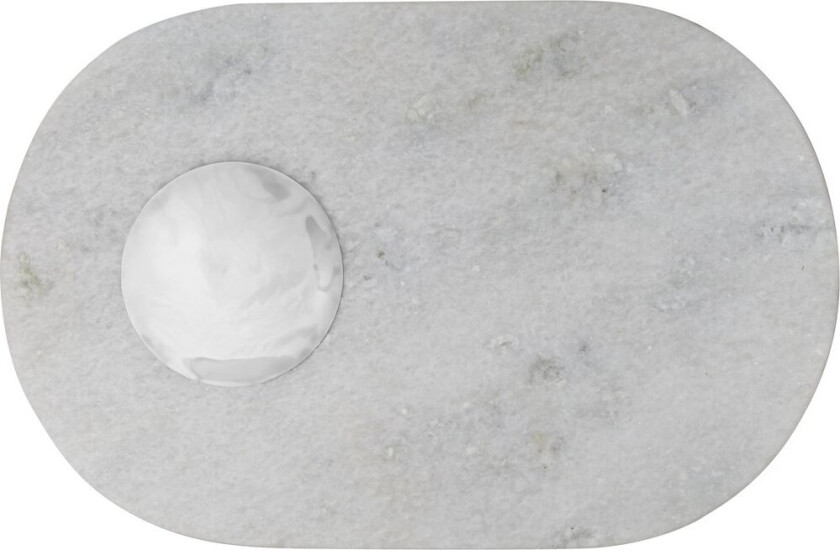 Stone skjærebrett 27x42 cm White marble-silver