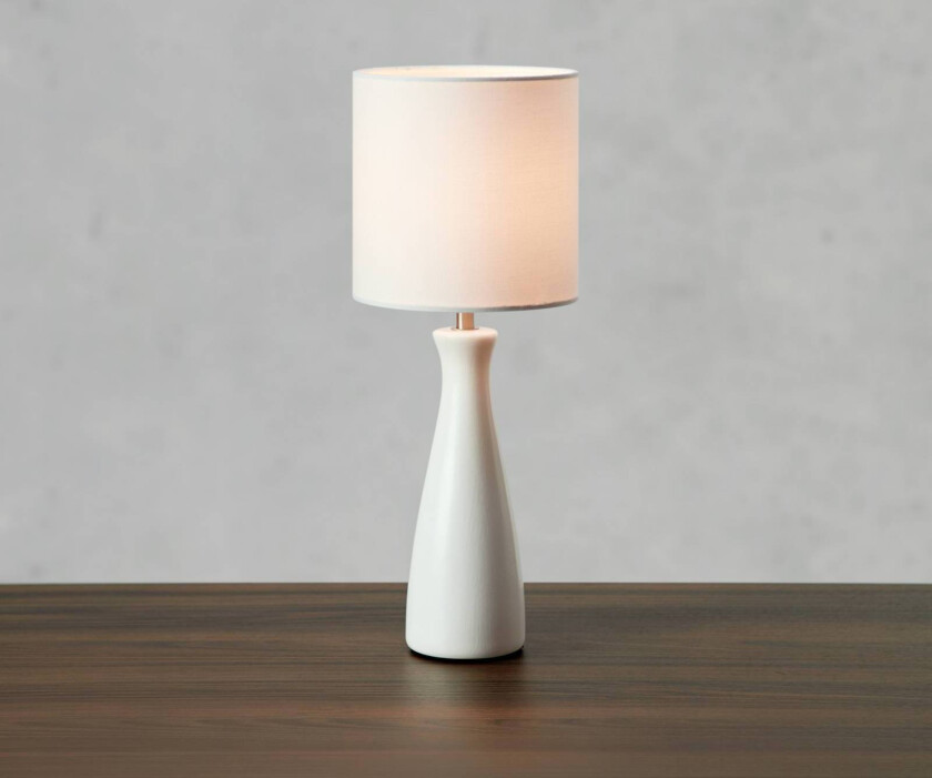 bordlampe Birillo, hvit, tekstil/keramikk, E14