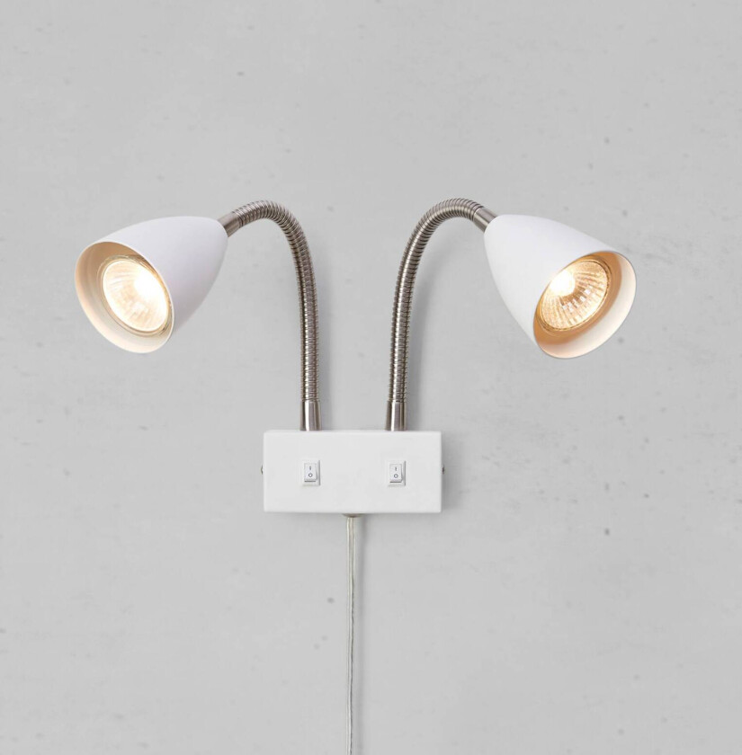 vegglampe Ciro, hvit, metall, stikkontakt, GU10