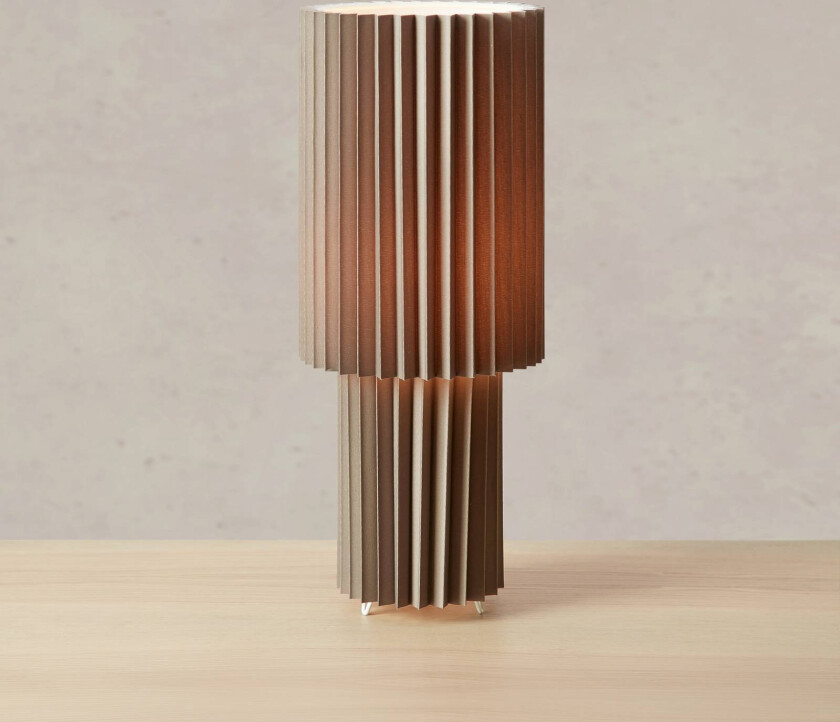 bordlampe Catis, grå, 45 cm høy, tekstil, E27