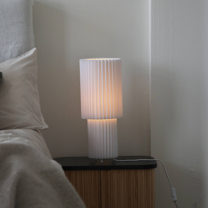 bordlampe Catis, hvit, 45 cm høy, tekstil, E27