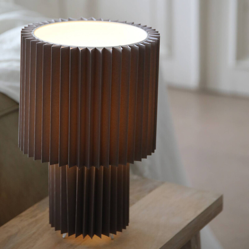 bordlampe Catis, grå, 32 cm høy, tekstil, E27