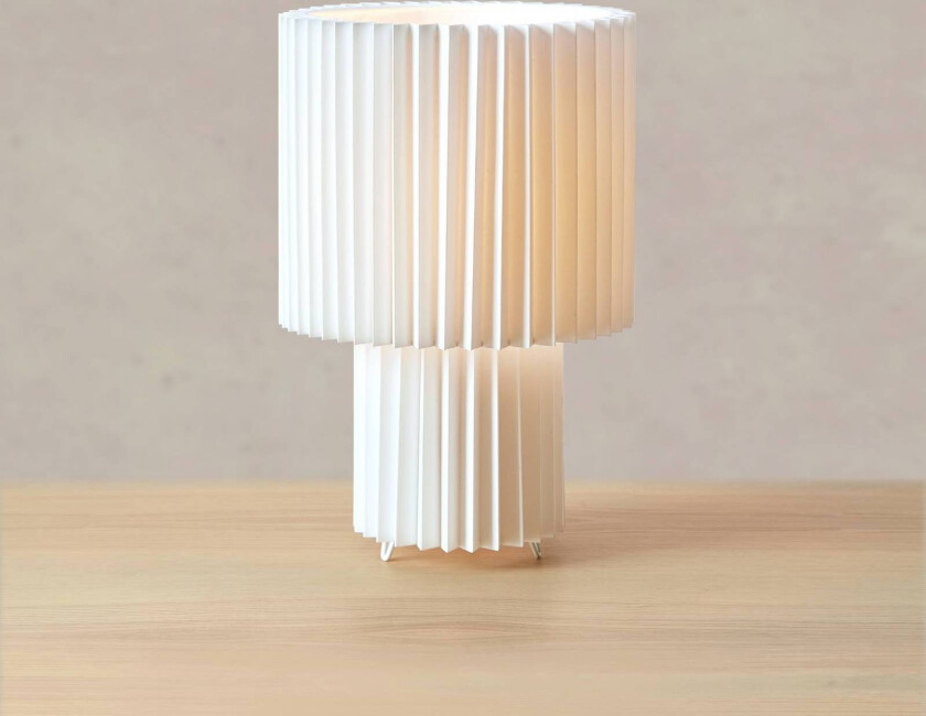 bordlampe Catis, hvit, 32 cm høy, tekstil, E27