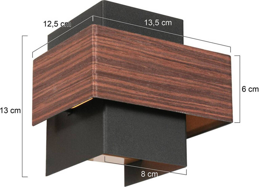 LED-vegglampe Muro 3367, trelook, opp/ned, G9, 2700 K