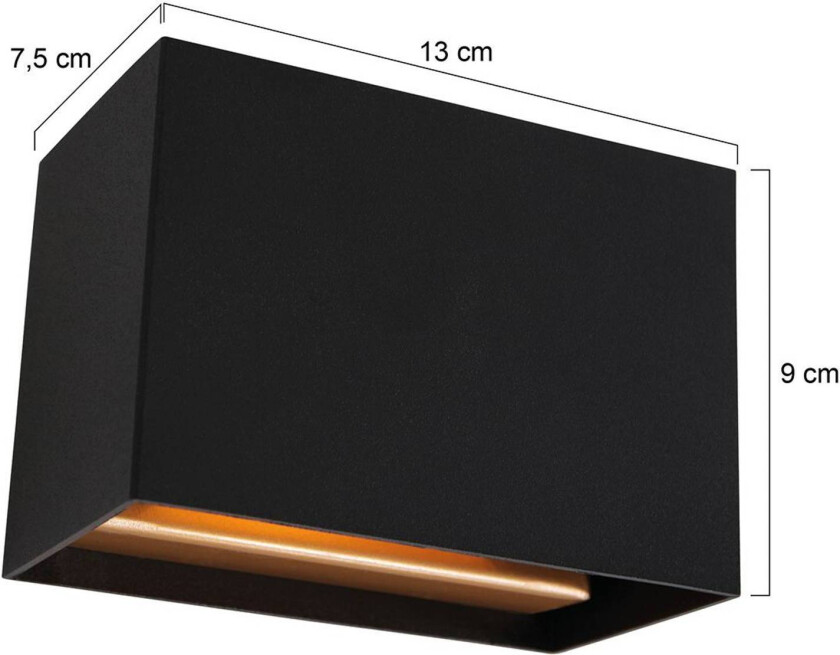 LED-vegglampe Muro 3365, svart, kantet, G9, 2700 K
