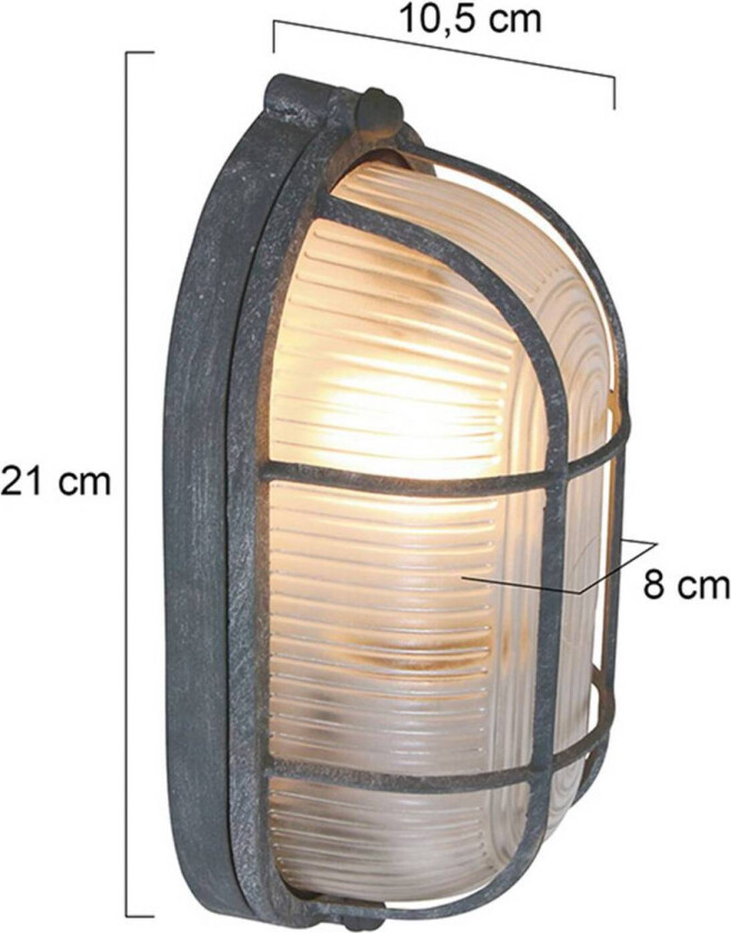 Taklampe Lisanne, grå, oval, metall, glass, E27