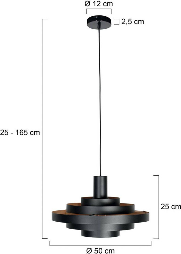 Hengelampe Halo Cirque, svart, metall, Ø 50 cm, E27