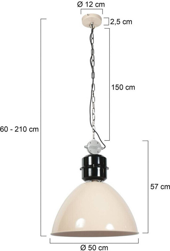 Hengelampe Frisk, kremfarget, metall, E27