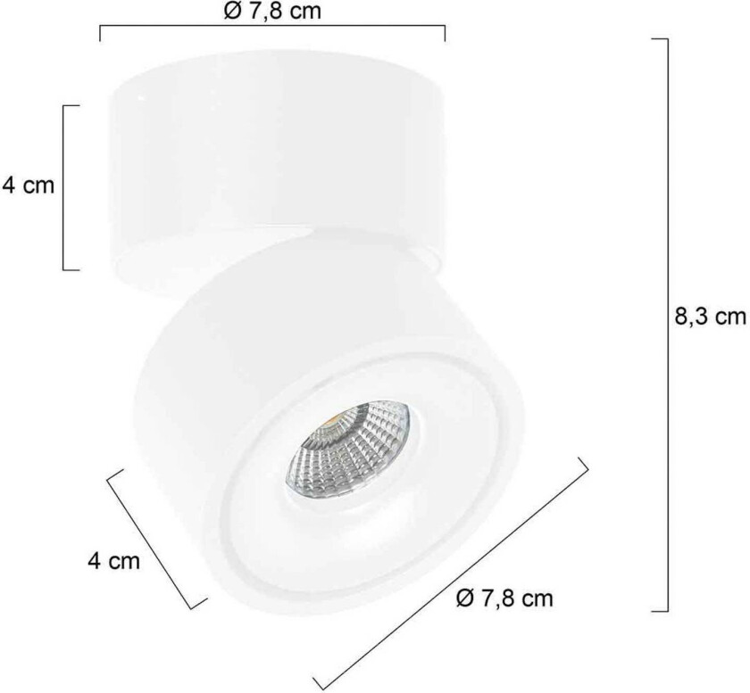 LED-downlight Fez, hvit, 1 lyskilde, metall, svingbar