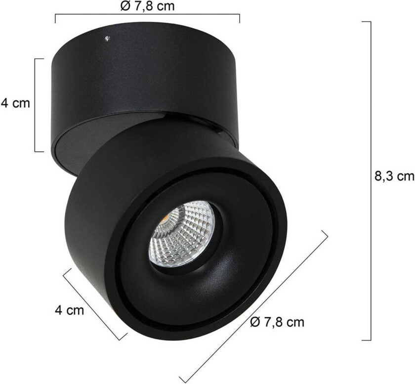 LED-downlight Fez, svart, 1 lyskilde, metall, svingbar