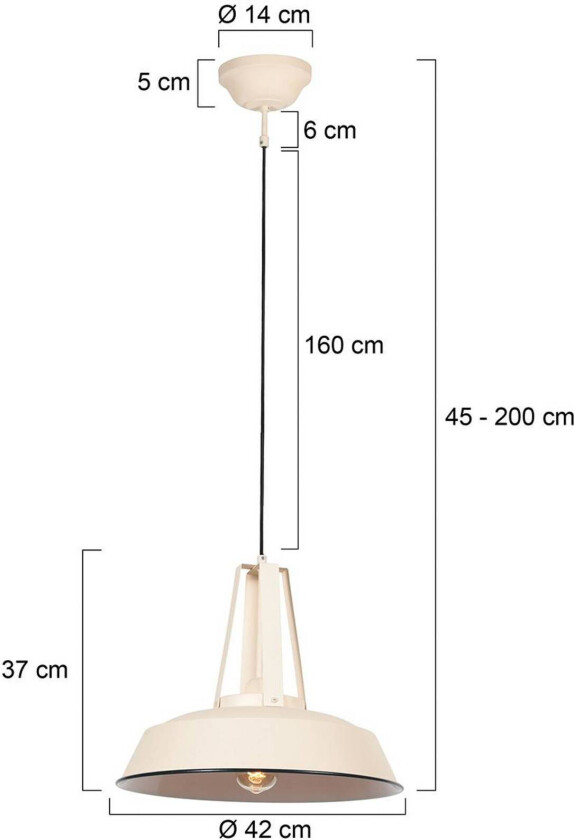 Hengelampe Eden, kremfarget, metall, E27 fatning