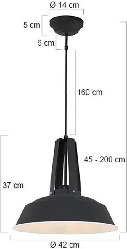 Hengelampe Eden, svart, metall, E27 fatning