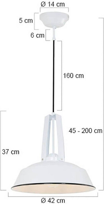Hengelampe Eden, hvit, metall, E27 fatning