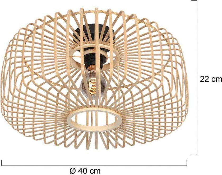 Taklampe Bloeba, Ø 40 cm, tre, natur, E27