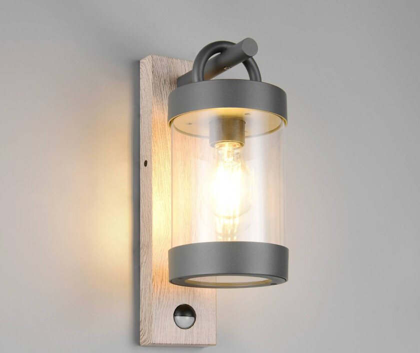 Utendørs vegglampe Sambesi, treoptikk, støpt aluminium, sensor