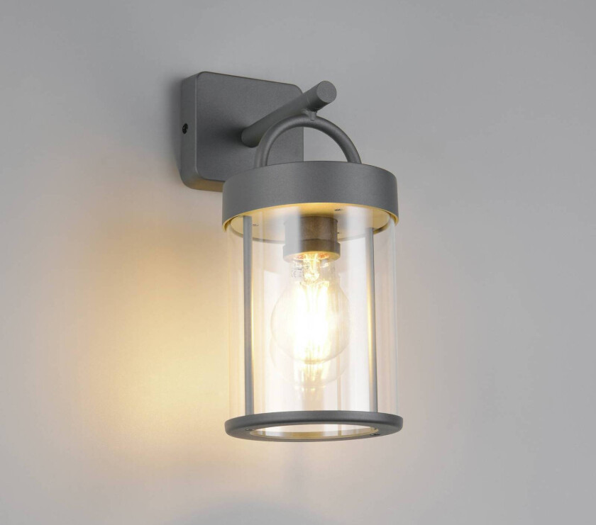 Utendørs vegglampe Almeria, antrasitt, aluminium, høyde 29 cm, IP44