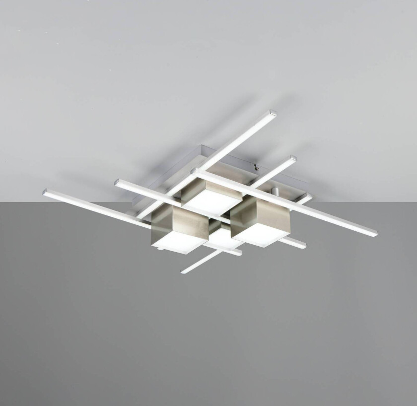 LED-taklampe Roger, nikkel matt, metall, CCT, fjernbetj.