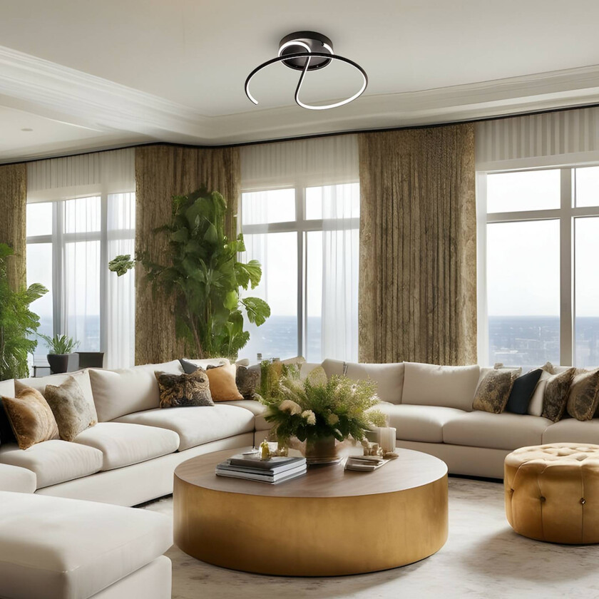 LED-taklampe Delta, metall, svart, 4000 K