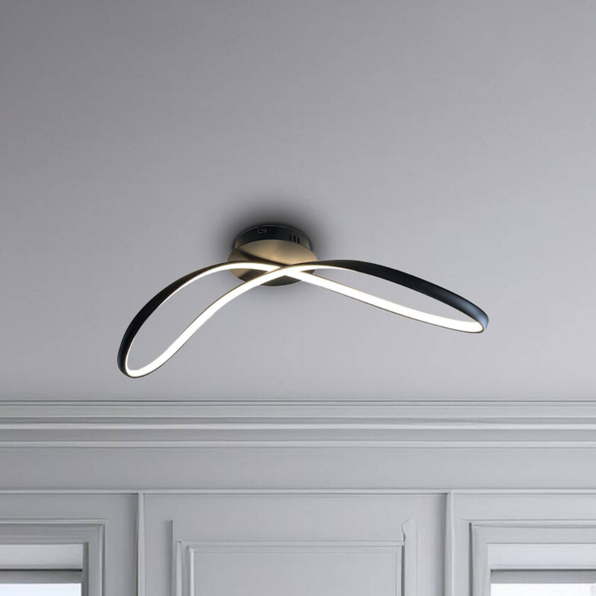 LED-taklampe Infinity, metall, svart, 4000 K