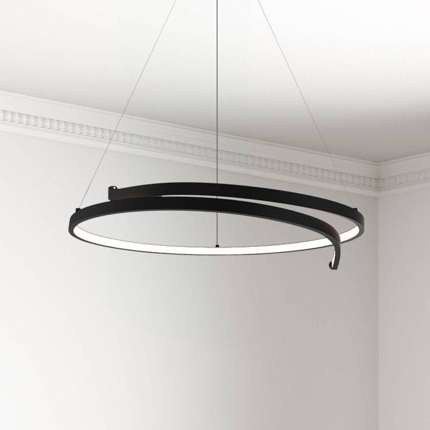 LED-hengelampe Lorenzo, metall, svart, 4.000 K