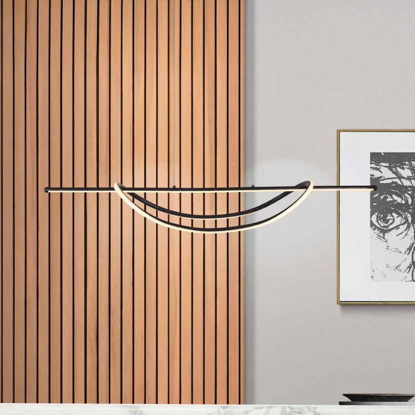 LED-hengelampe Ambar, metall, svart, 4.000 K