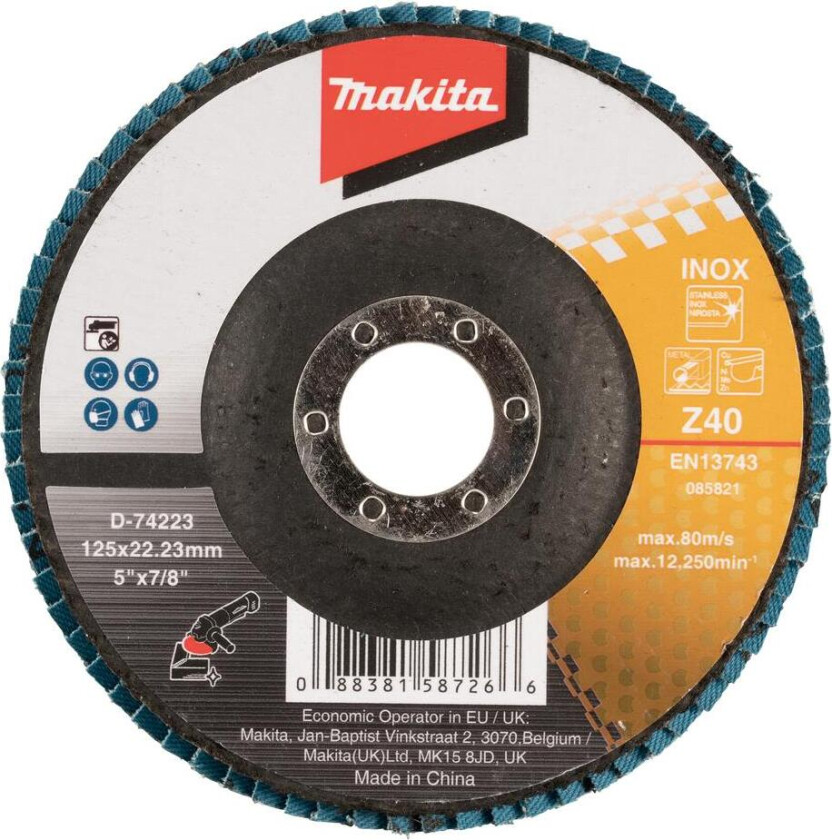 D-74223 Lamellslipeskive 125 x 22,23 mm Z40