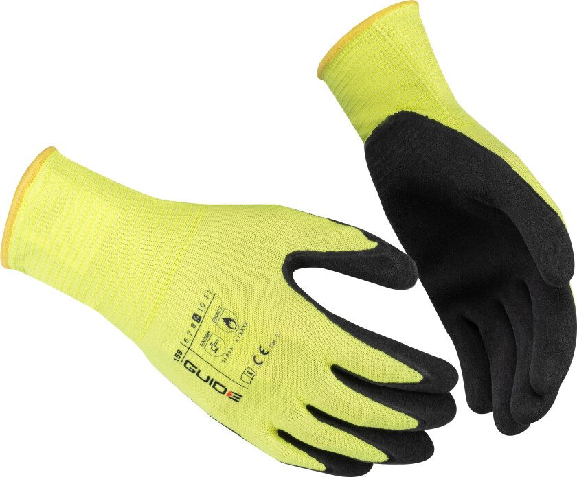159 HP Hanske latex, Hi-Viz, vanntett, touch 10