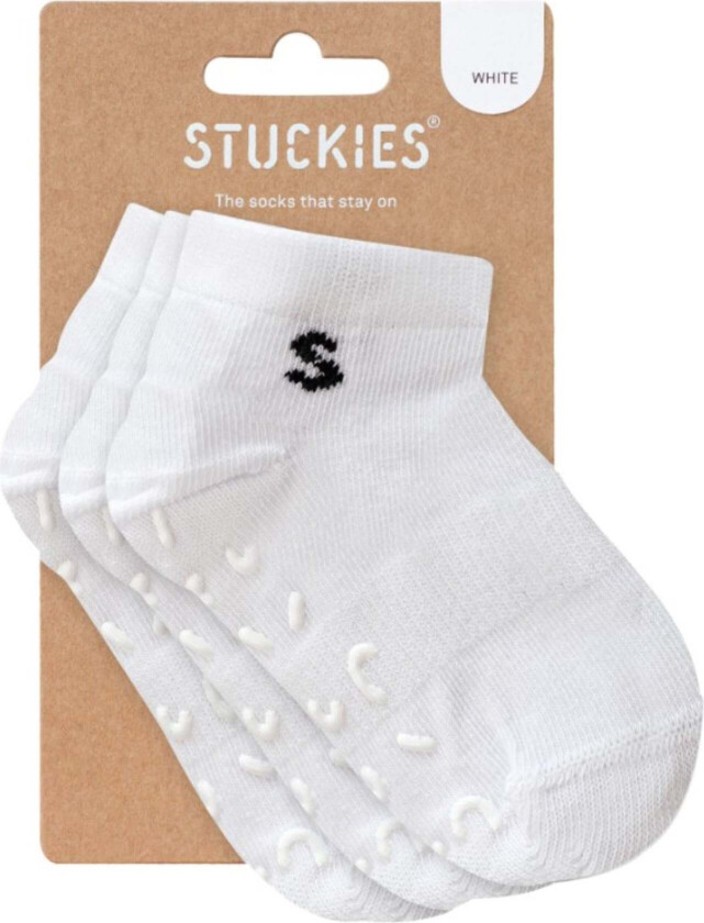 Ankelsokker Anti-slip 3-Pakk, Hvit - Sokker - Bomull,Silikon