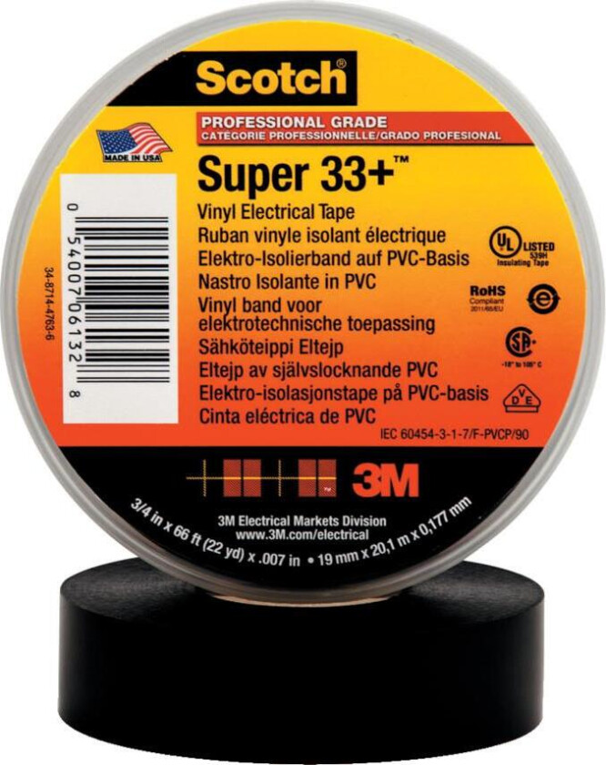 Bilde av Scotch Super 33+ Elektrikerteip svart, 19 mm x 20 m