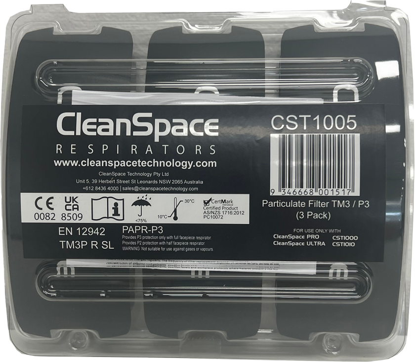 Partikelfilter TM3 P3 CleanSpace, pk a 3 stk, PRO og ULTRA power