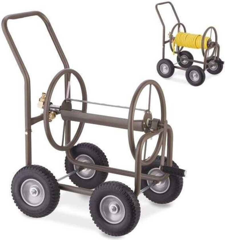 Brun stål slangevogn