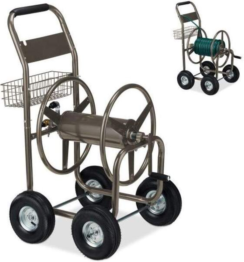 Brun 4-hjuls slangevogn