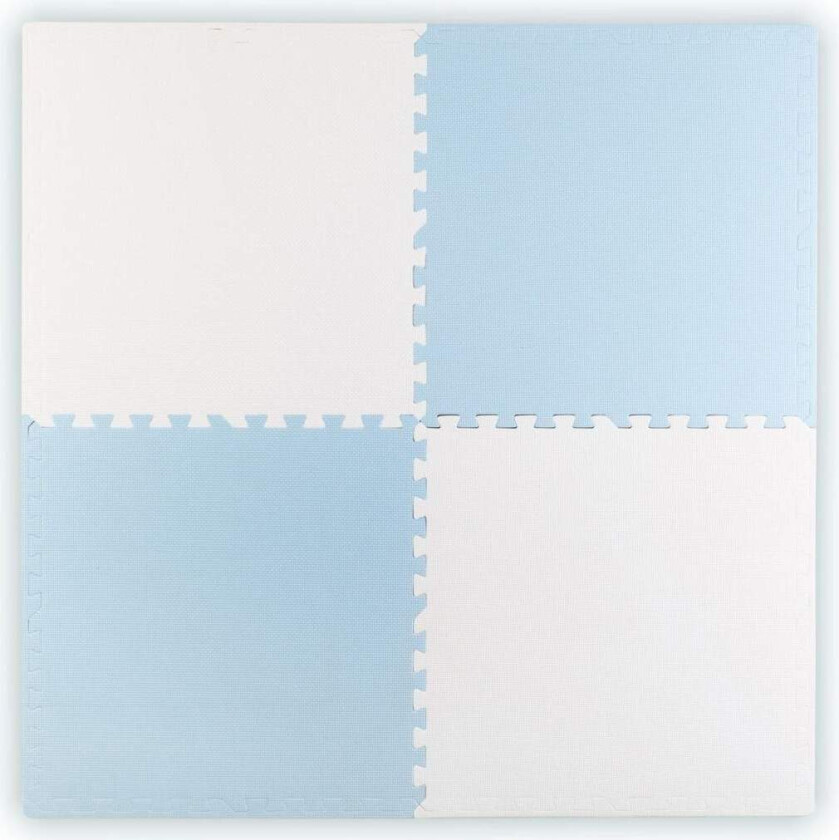 Ricokids stor puslespillmatte i skum 60x60 cm 4 stk blå og hvit