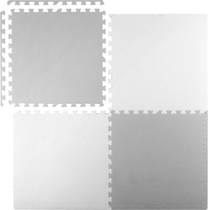 Stor skummatte, Ricokids puslespill 60x60cm 4 stk hvit og grå