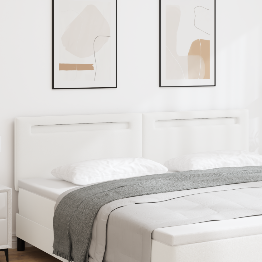 Sengegavl Enkel Design Ren Hvit 200 cm Imitert Skinn