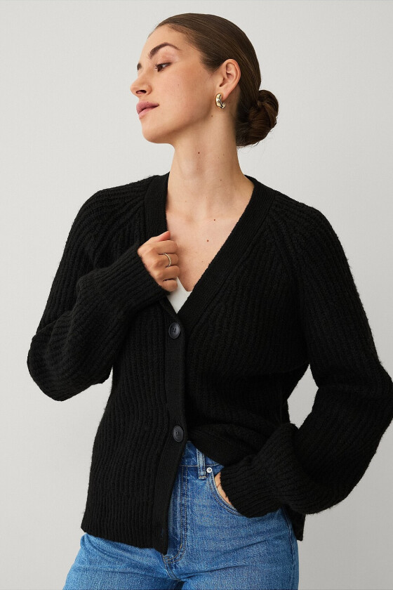 Cardigan med knapper - Svart