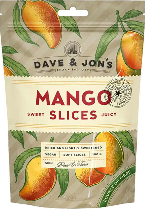 Dave & Jon's Tørket Mango - 100 gram