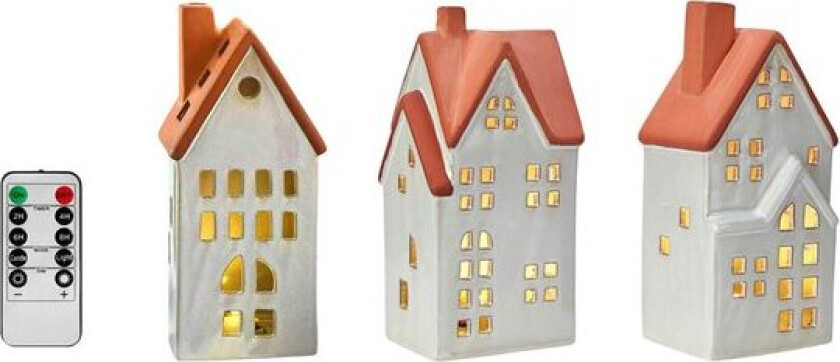 Molton keramikkhus 3 stk hvit/brun