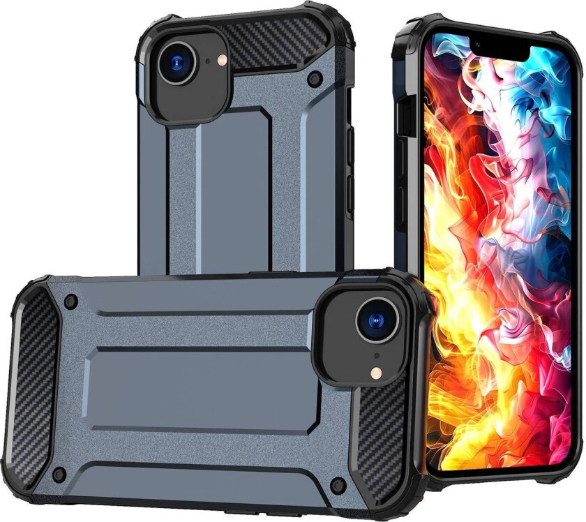Ekstra beskyttende iPhone 16e Hybrid Armor cover - Metalblå/Sort