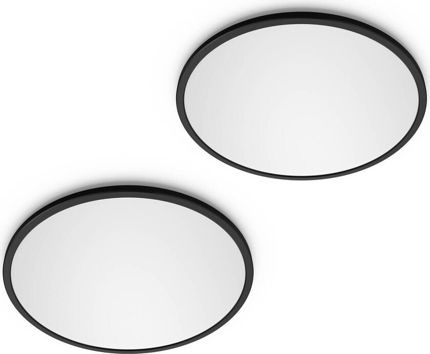 LED SuperSlim 2-pak svart IP44 Ø 25 cm 2700 K