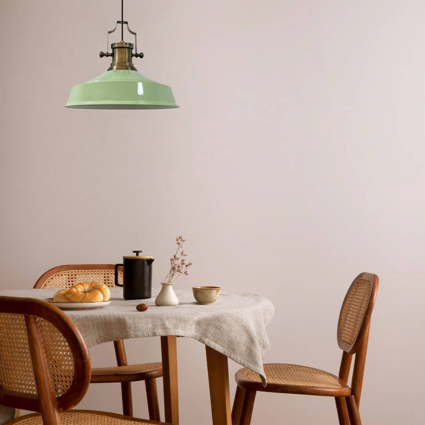 Augusta hengelampe, mintgrønn, Ø 40 cm, metall, E27, vintage
