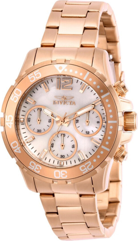 Dameklokke 29457 Pro Diver Hvit/Rose-gulltonet stål Ø38 mm